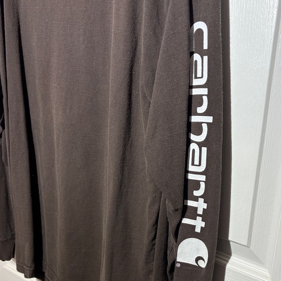 Carhartt K231 loose-fit heavyweight long-sleeve logo t-shirt in Brown - Picture 3 of 6
